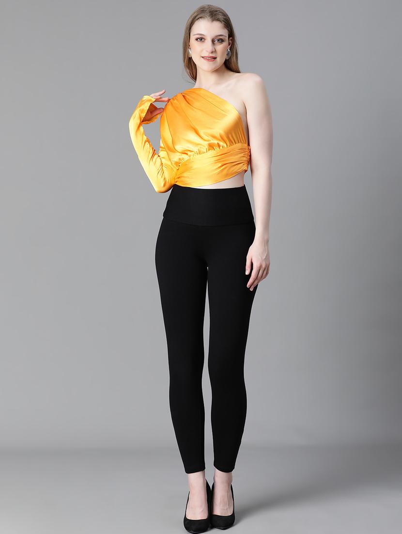 women solid single shoulder crop top - 20615201 - Standard Image - 5