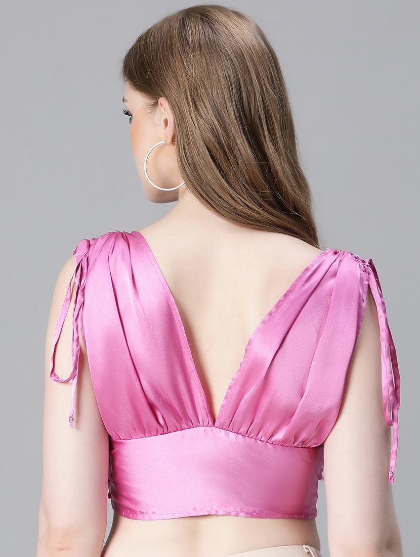 women solid sleeveles crop top - 20615203 - Standard Image - 3