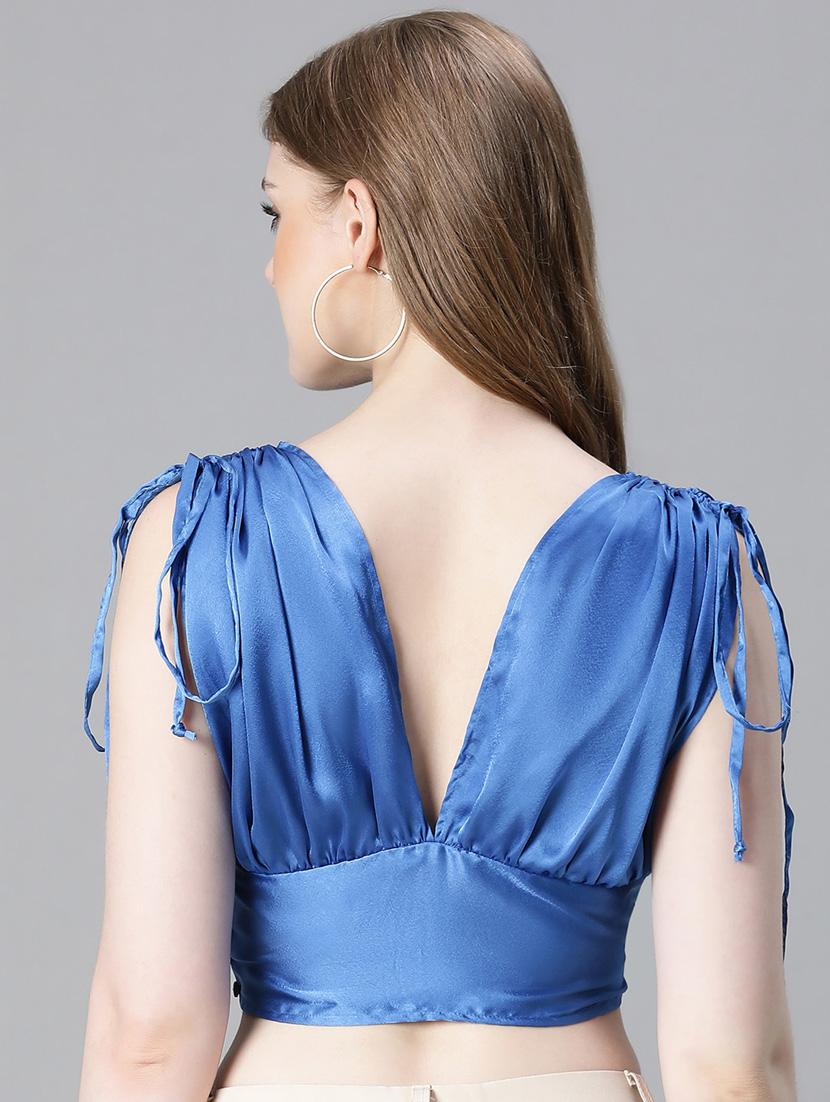 women solid sleeveles crop top - 20615204 - Standard Image - 3