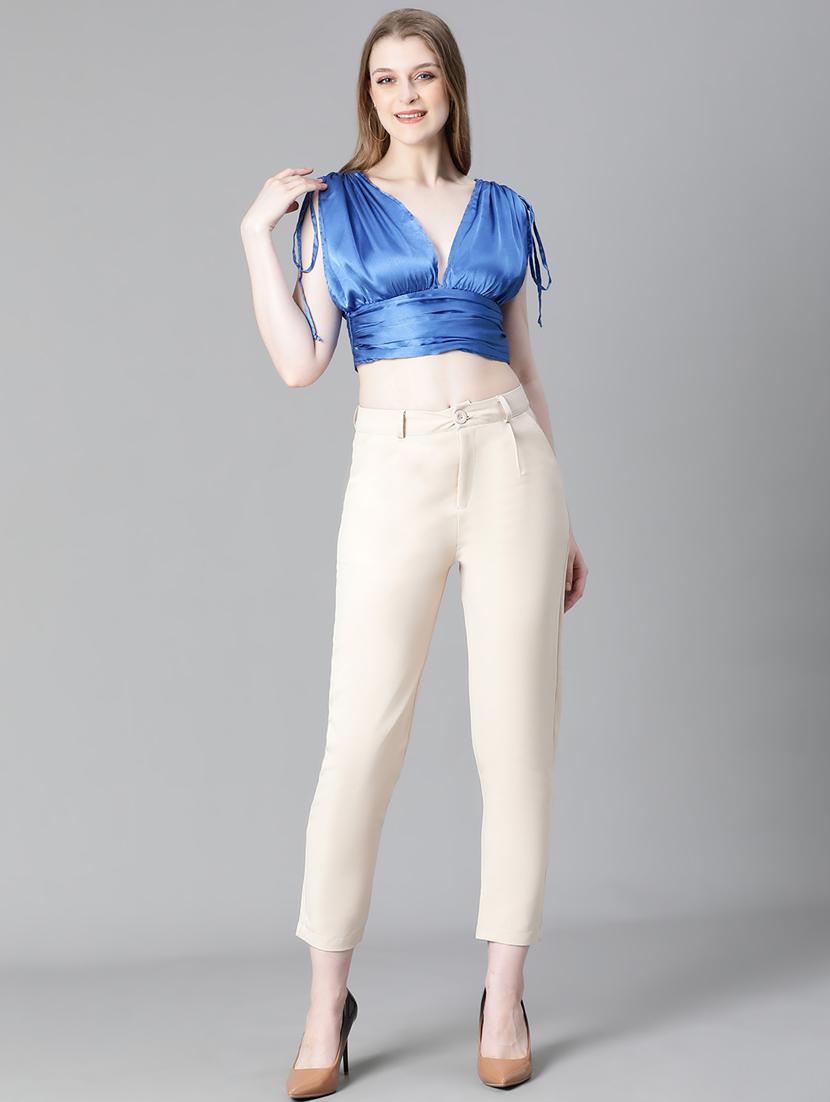 women solid sleeveles crop top - 20615204 - Standard Image - 5