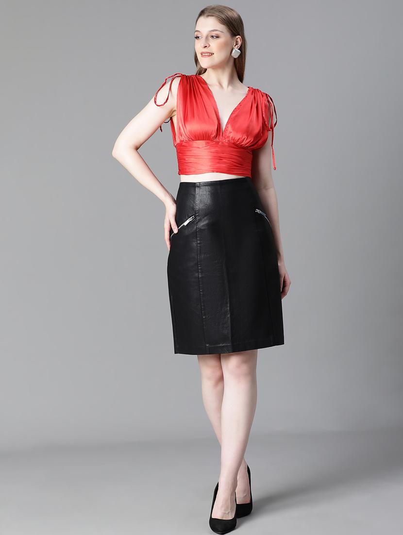 women solid sleeveles crop top - 20615206 - Standard Image - 5