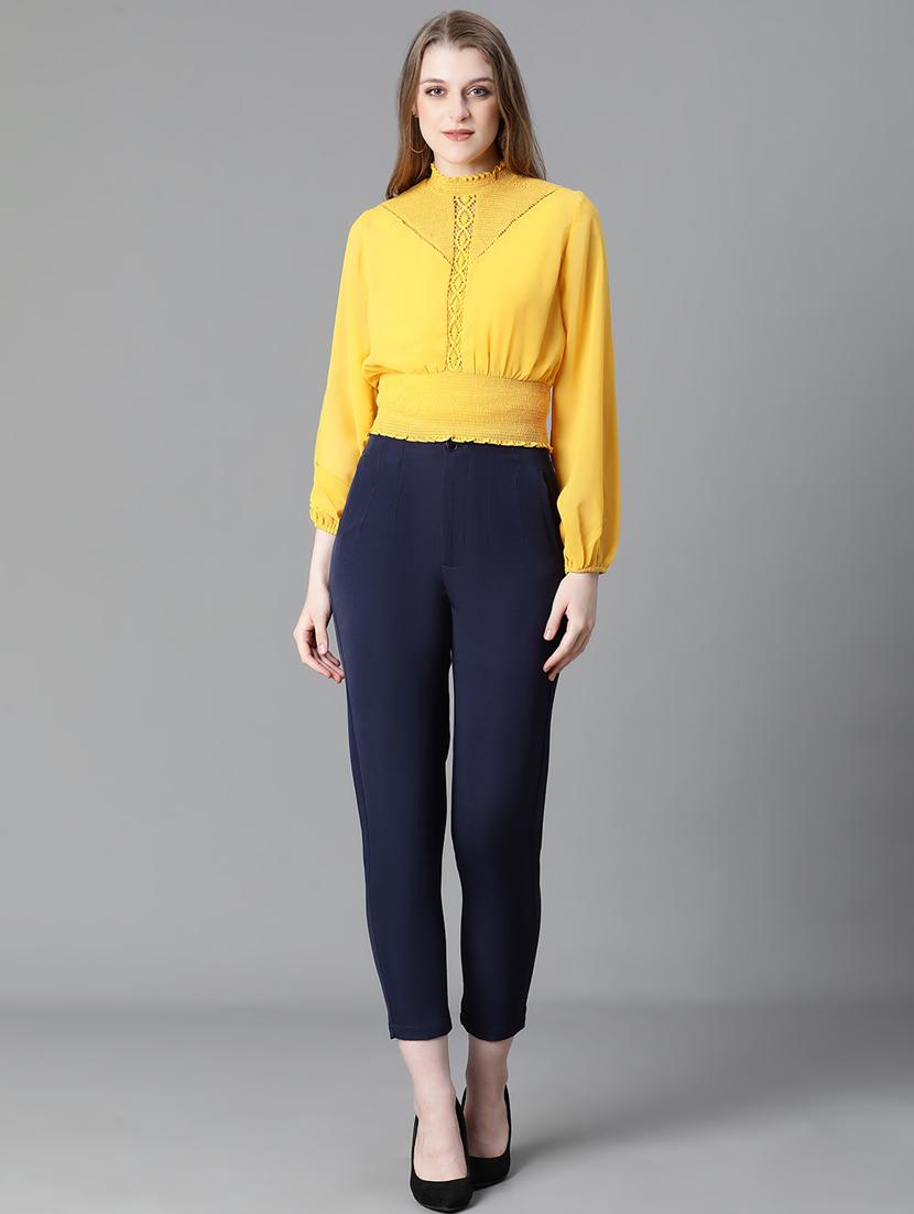 women lace detailed mock neck blouson top - 20615214 - Standard Image - 5