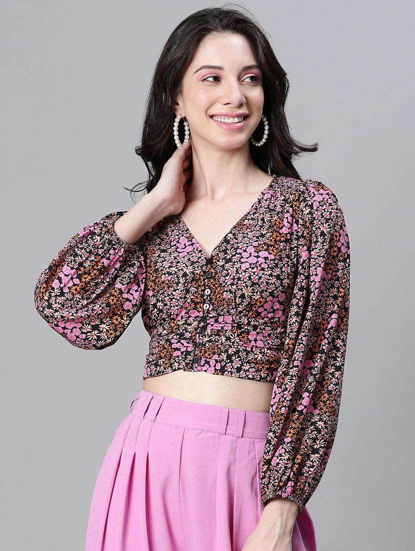 women floral print bishop sleeves top - 20615239 - Zoom Image - 0