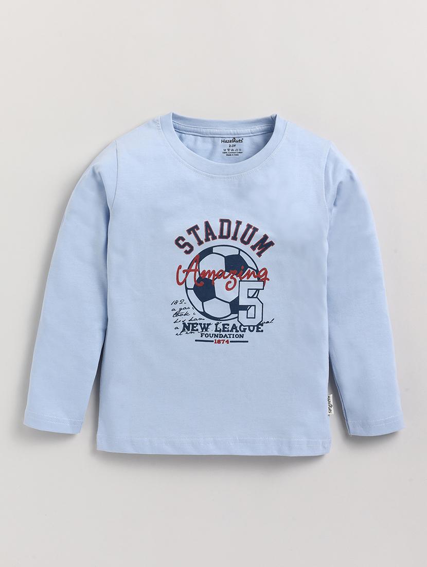 kids light blue front print t-shirt - 20615502 -  Zoom Image - 0