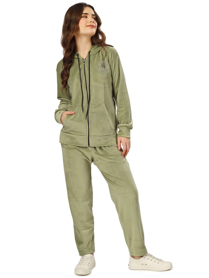 pastel green velvet embellished sweatshirt