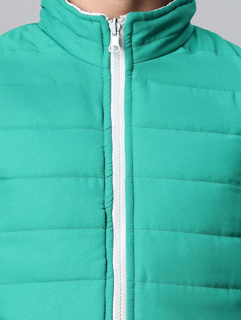 boys green solid quilted jacket - 20616505 - Standard Image - 5