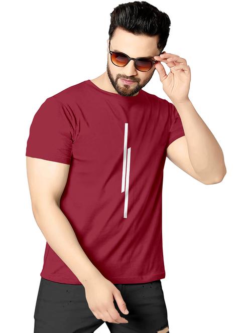 maroon polyester front print tshirt - 20616543 -  Standard Image - 0