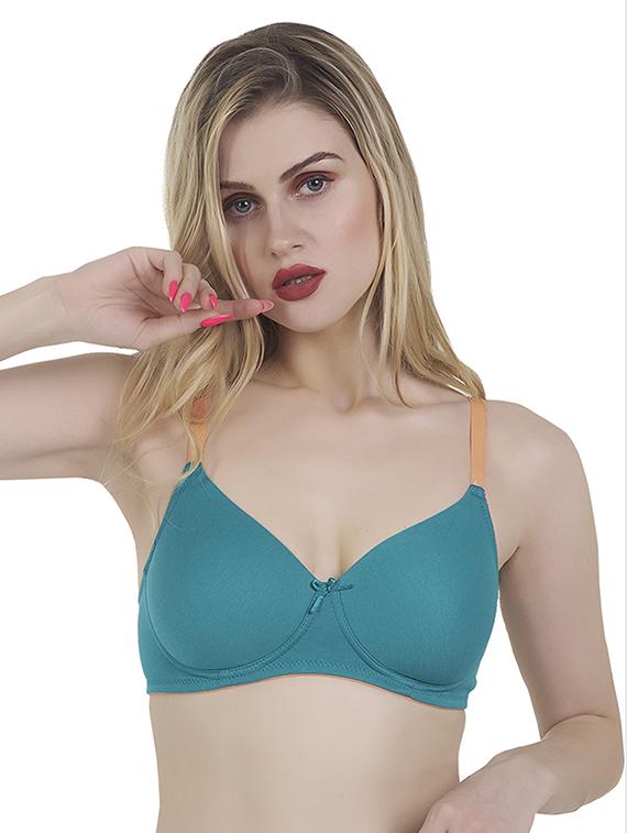 teal cotton blend tshirt bra - 20616619 - Zoom Image - 0