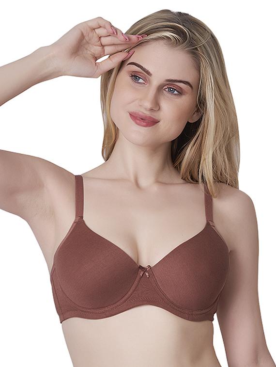 brown cotton blend push up bra - 20616629 - Zoom Image - 0