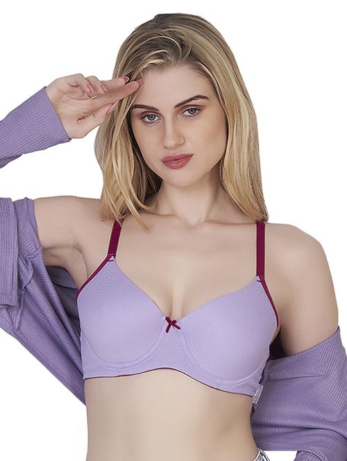 lavender cotton blend push up bra - 20616630 - Standard Image - 0