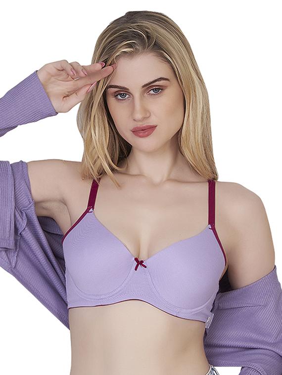 lavender cotton blend push up bra - 20616630 - Zoom Image - 0
