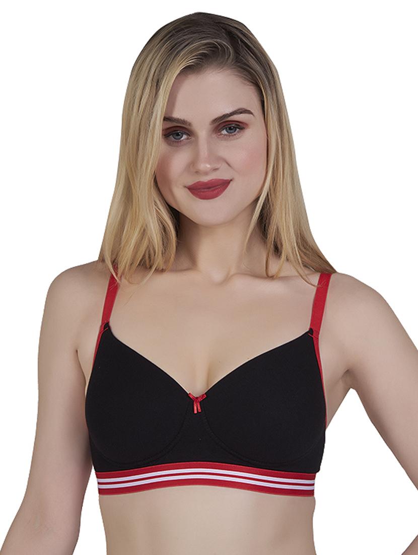 black cotton blend tshirt bra - 20616631 -  Zoom Image - 0