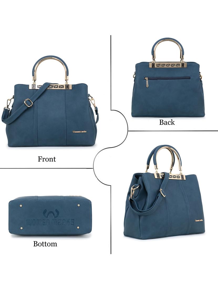teal blue leatherette (pu) regular handbag - 20617038 - Standard Image - 3