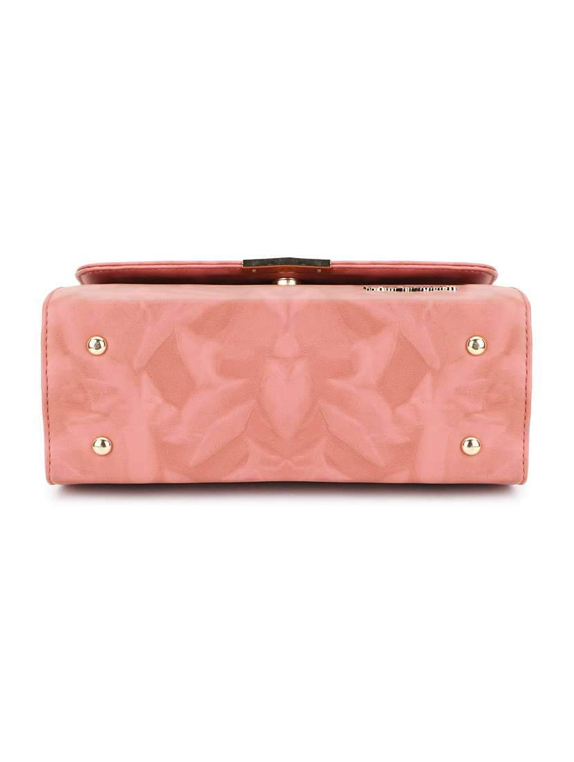 peach leatherette (pu) regular handbag - 20617079 - Standard Image - 5