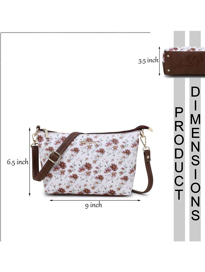 white leatherette (pu) regular sling bag - 20617249 -  Standard Image - 3