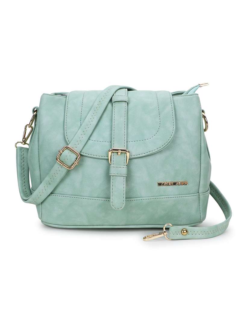 sea green leatherette (pu) regular sling bag - 20617433 -  Zoom Image - 0