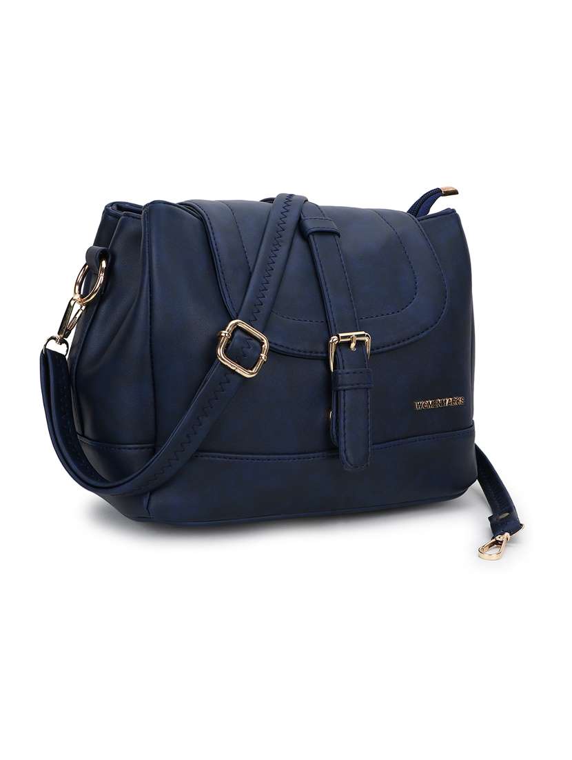 navy blue leatherette (pu) sling bag - 20617434 -  Standard Image - 3