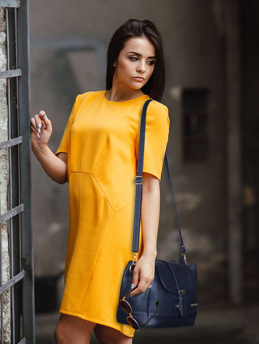 navy blue leatherette (pu) sling bag - 20617434 -  Standard Image - 5