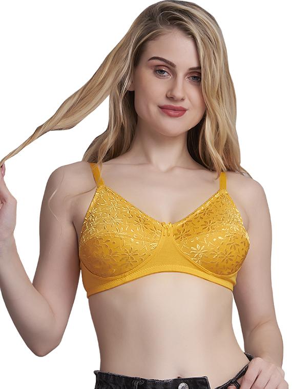 mustard cotton blend regular bra - 20617447 -  Zoom Image - 0