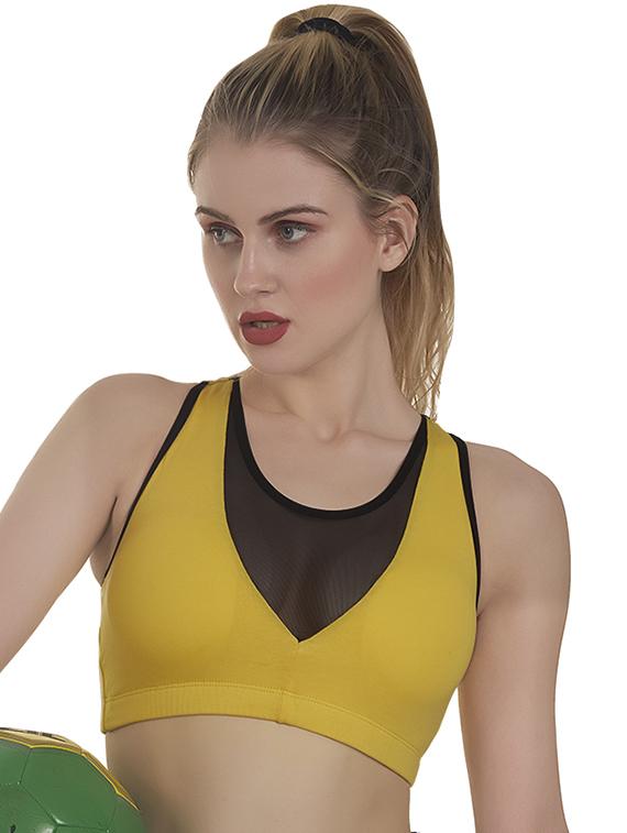 yellow cotton blend sports bra - 20617452 - Zoom Image - 0