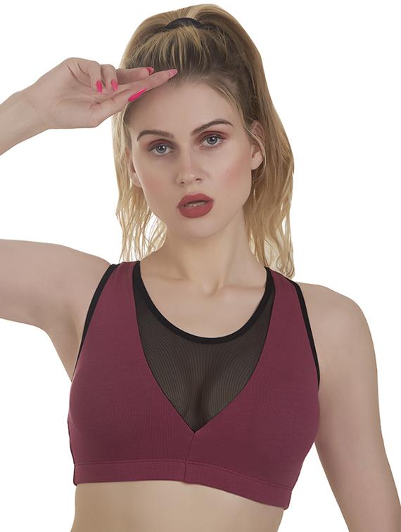 purple cotton blend sports bra - 20617453 -  Zoom Image - 0