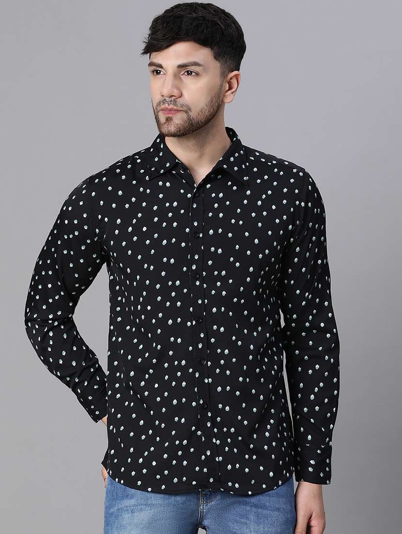men black printed full sleeve casual shirt
