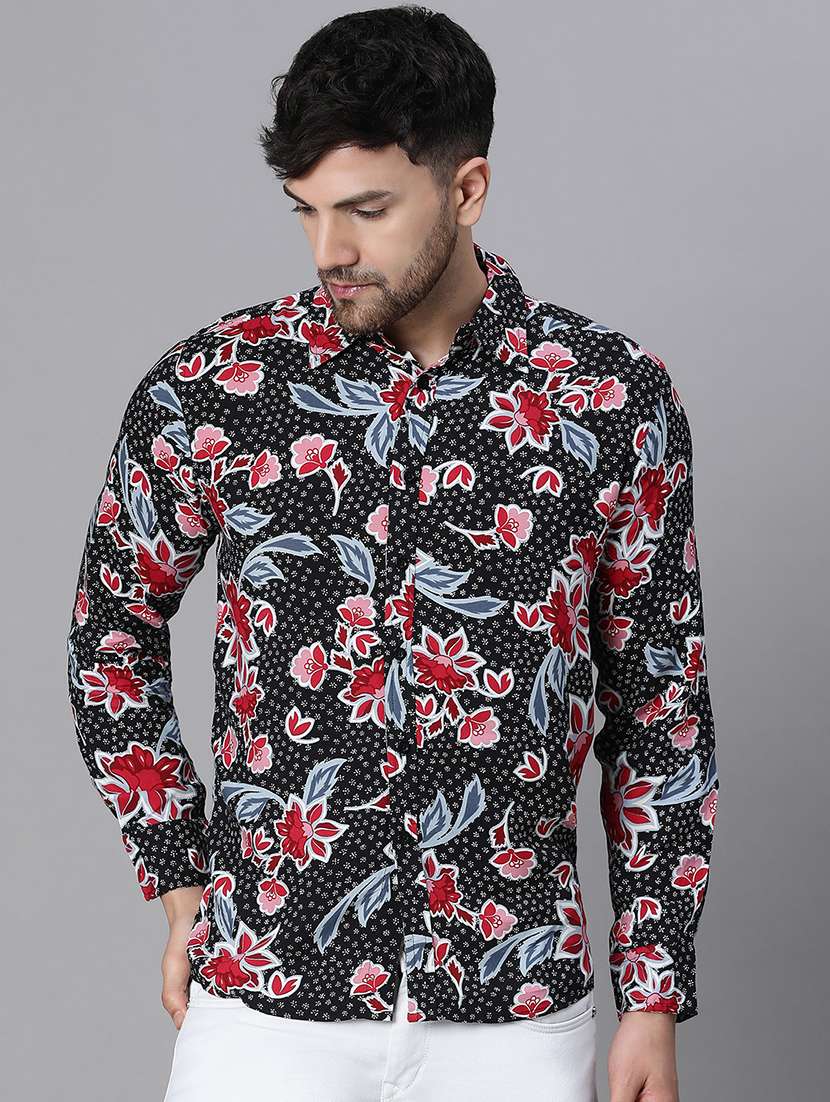 men black floral printed casual shirt - 20617472 - Zoom Image - 0