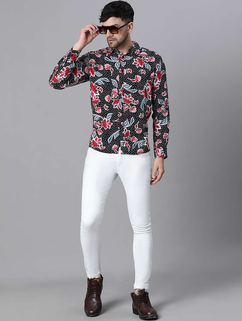 men black floral printed casual shirt - 20617472 - Standard Image - 3
