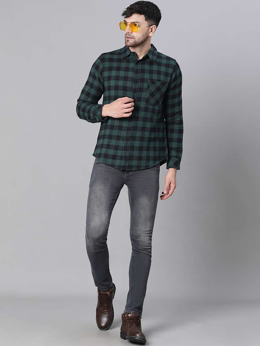 men green & black checkered casual shirt - 20617476 -  Standard Image - 3