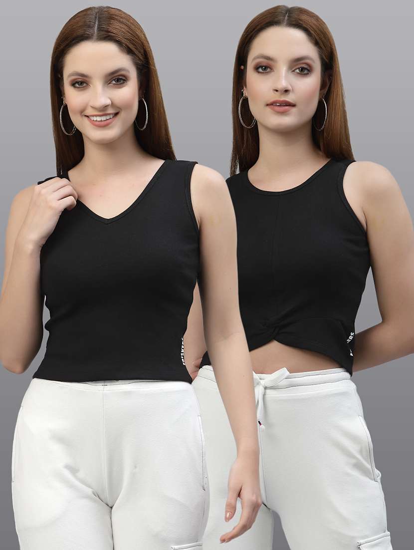 women set of 2 black casual top - 20617699 - Zoom Image - 0