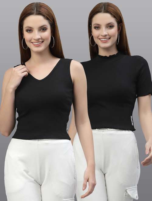 women set of 2 black casual top - 20617702 -  Standard Image - 0