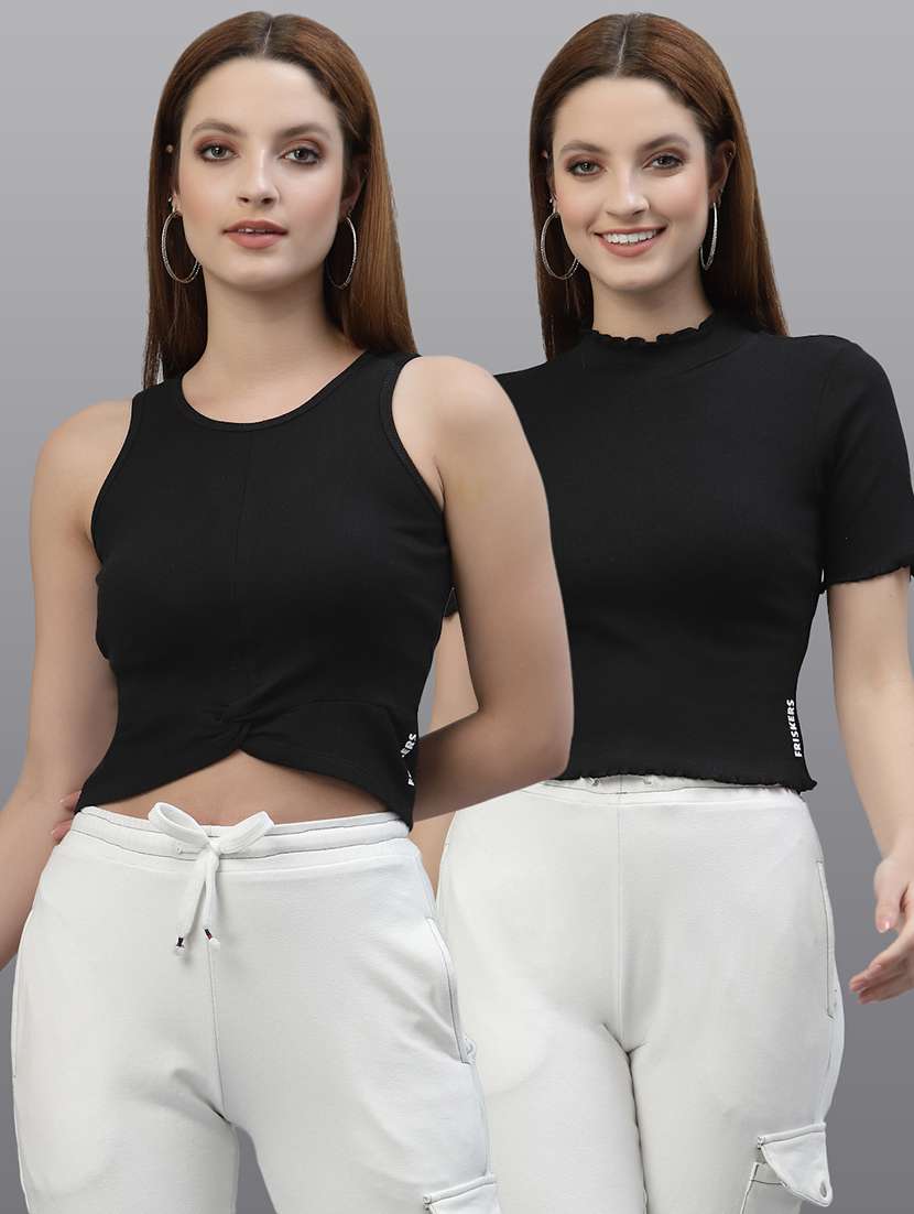 women set of 2 black casual top