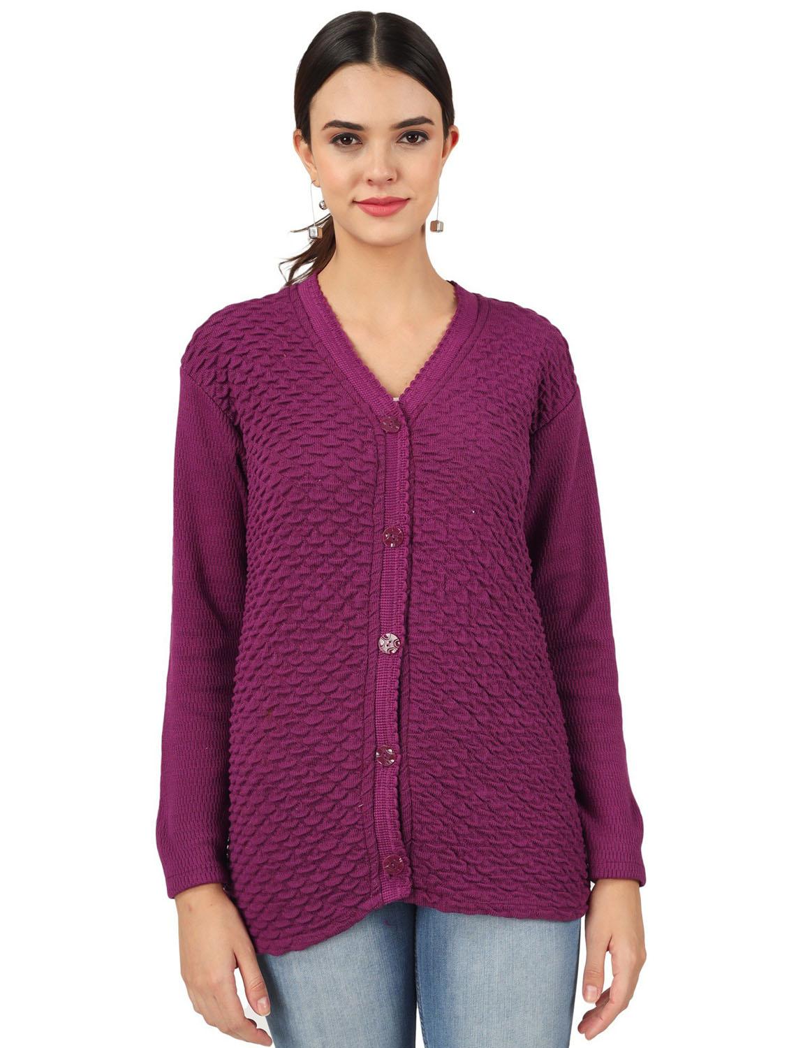 women long sleeved self design wool cardigan - 20618245 -  Zoom Image - 0