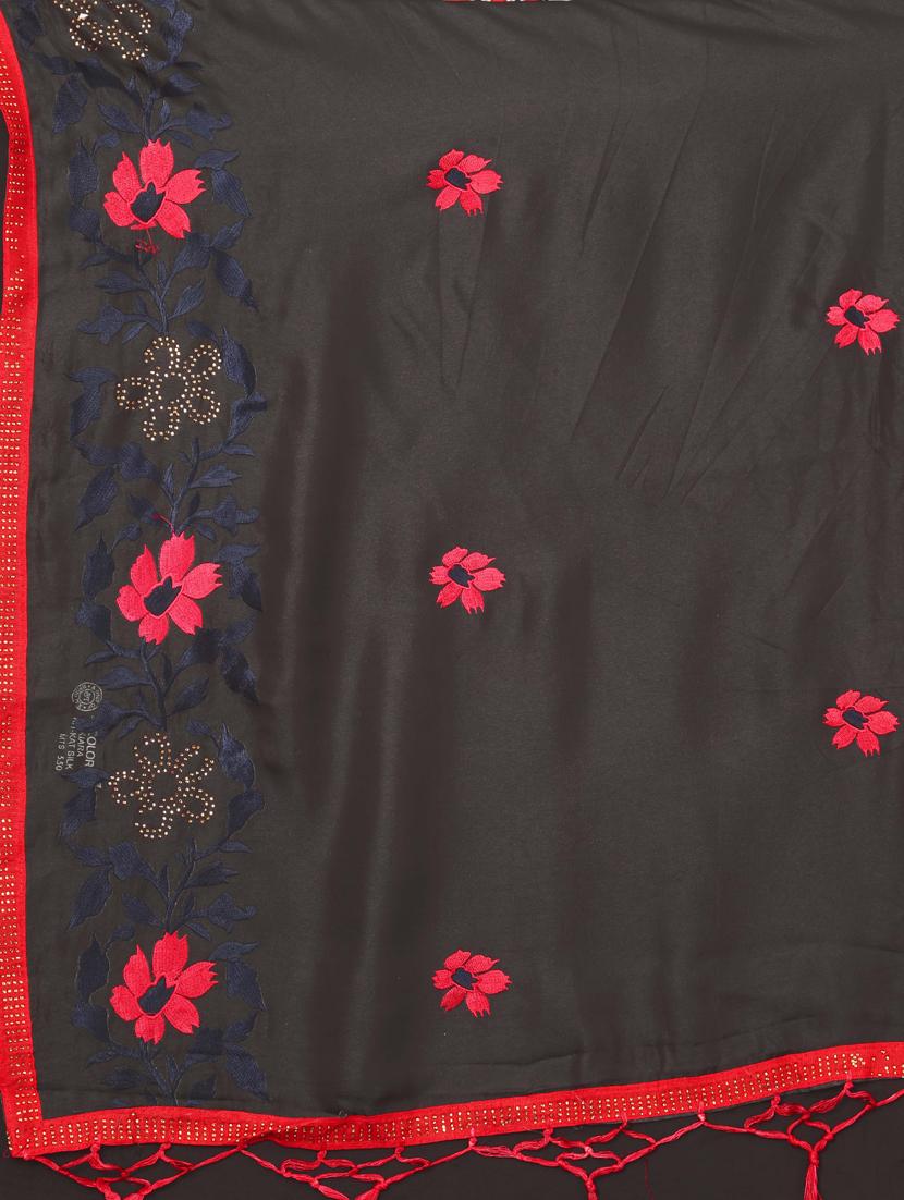 women black embroidered saree - 20620516 - Standard Image - 3