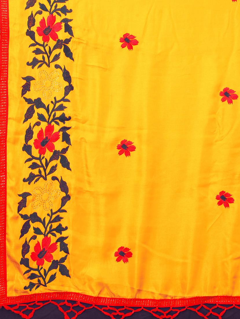 women yellow embroidered saree with blouse - 20620519 - Standard Image - 3