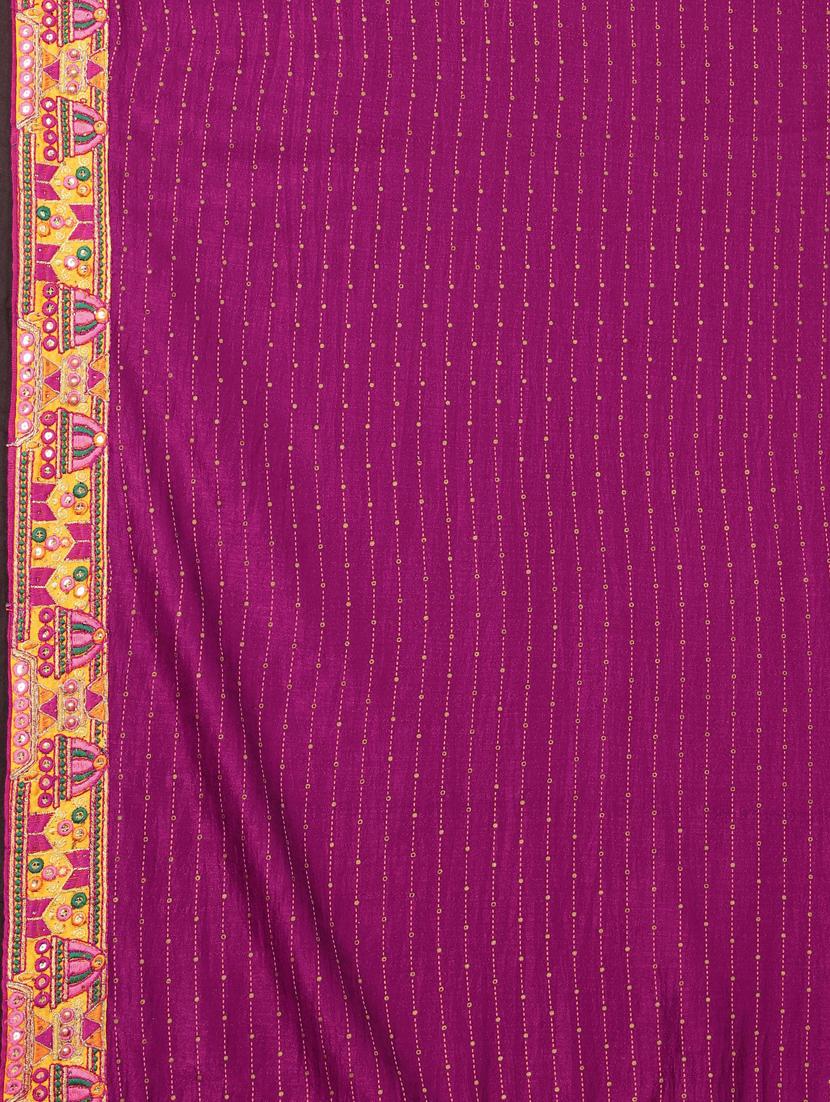 purple & mustard half & half saree with blouse - 20620533 - Standard Image - 3