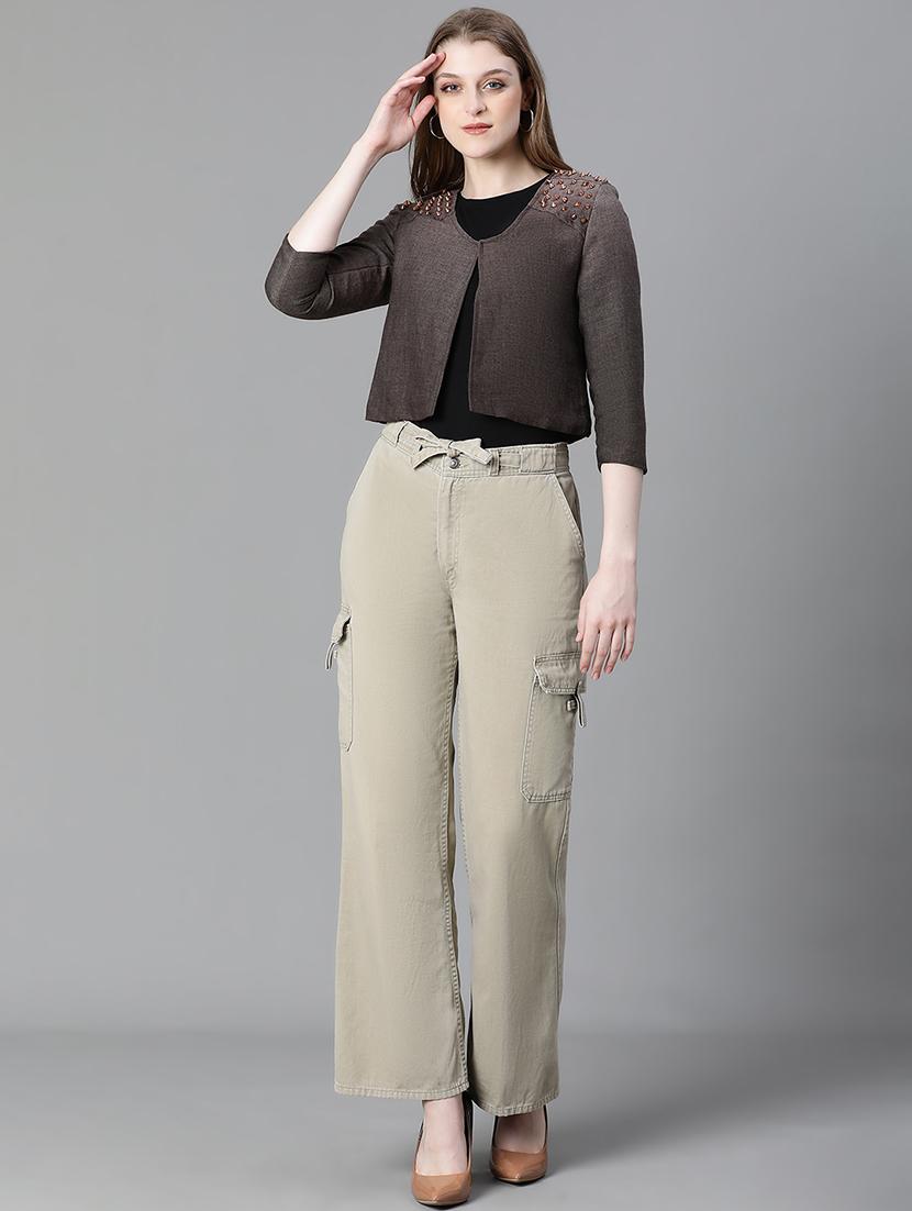 women brown embellished casual shrug - 20620580 - Standard Image - 3