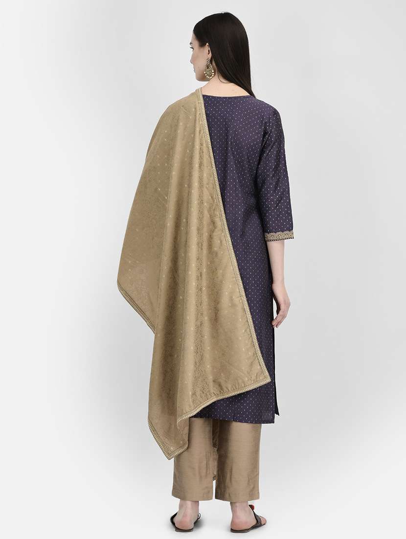 purple three quarter sleeve straight kurta - 20621676 - Standard Image - 3