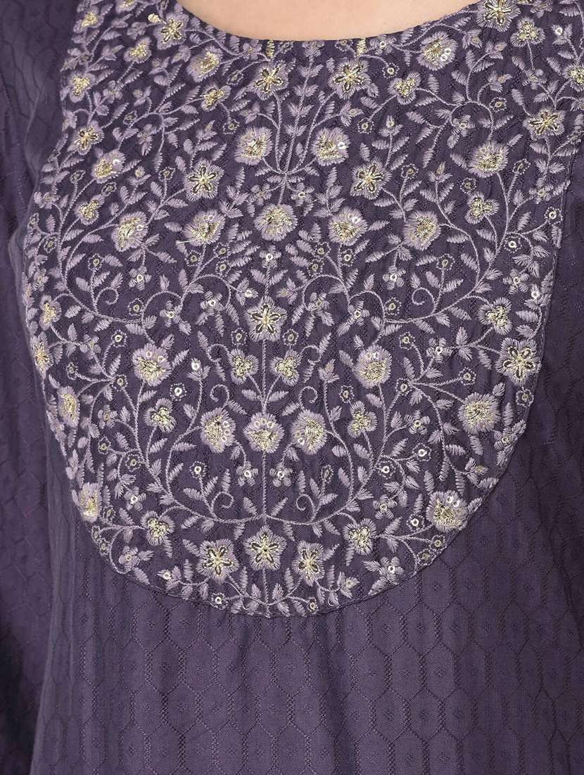 women purple round neck a-line kurta - 20621689 -  Standard Image - 5