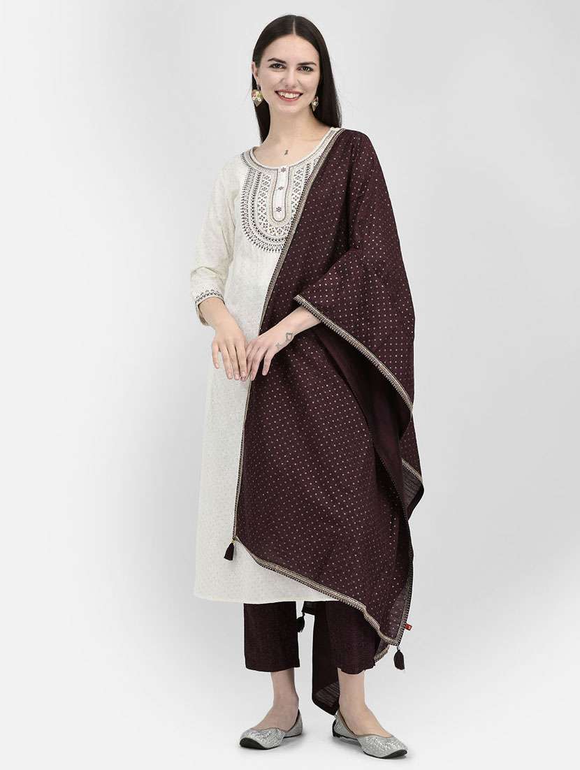 women white round neck a-line kurta