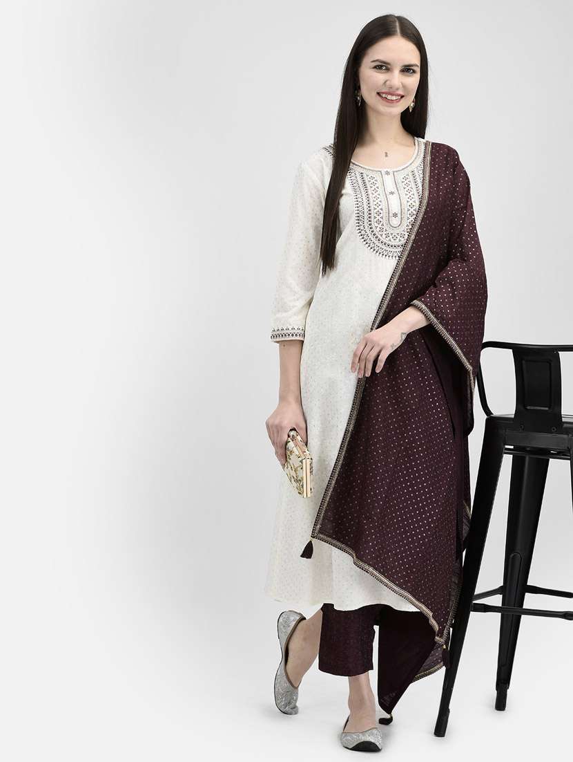 women white round neck a-line kurta - 20621698 -  Standard Image - 5