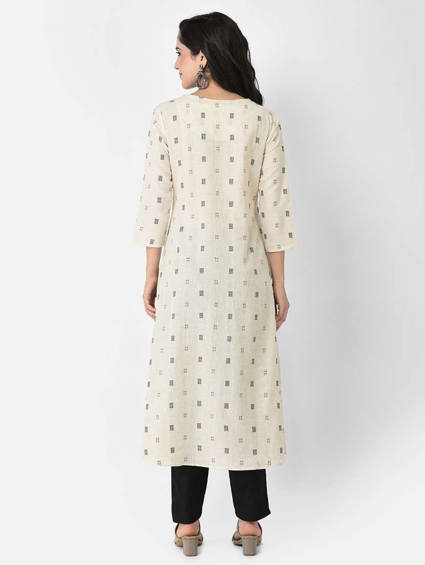 women white round neck a-line kurta - 20621702 -  Standard Image - 3