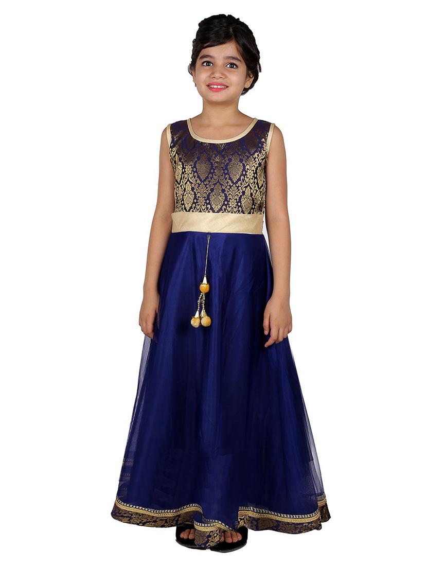 kids blue self design detailed gown - 20622499 - Zoom Image - 0