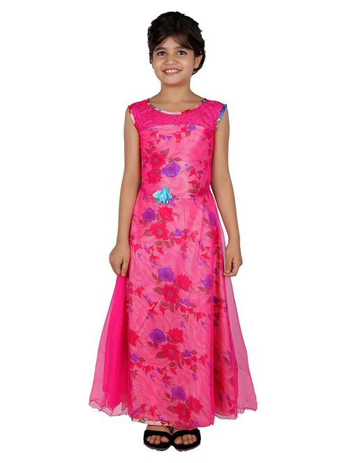 kids pink floral printed detailed gown - 20622508 - Standard Image - 0