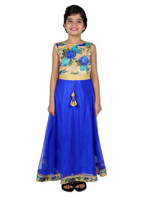 kids blue floral print detailed gown - 20622518 -  Standard Image - 0