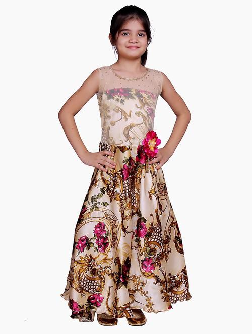 girls floral print sleeveless long party gown - 20622570 - Standard Image - 0