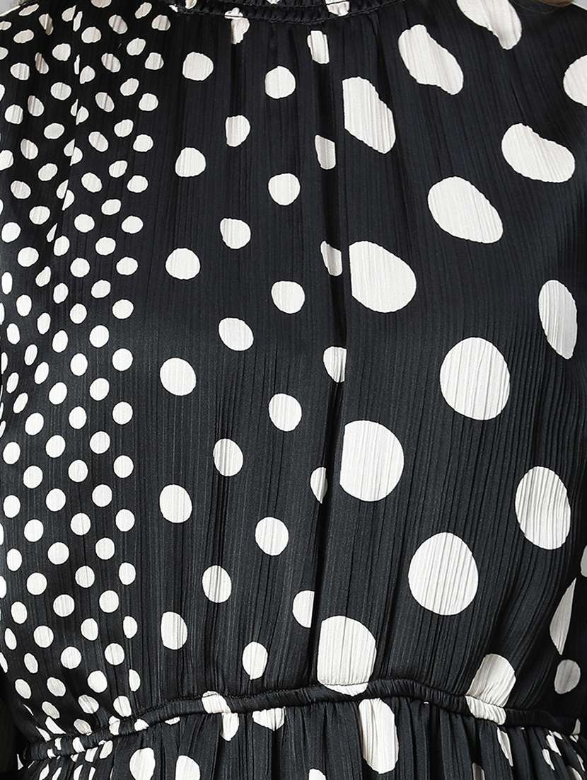 black polka dots printed midi dress - 20622650 - Standard Image - 3