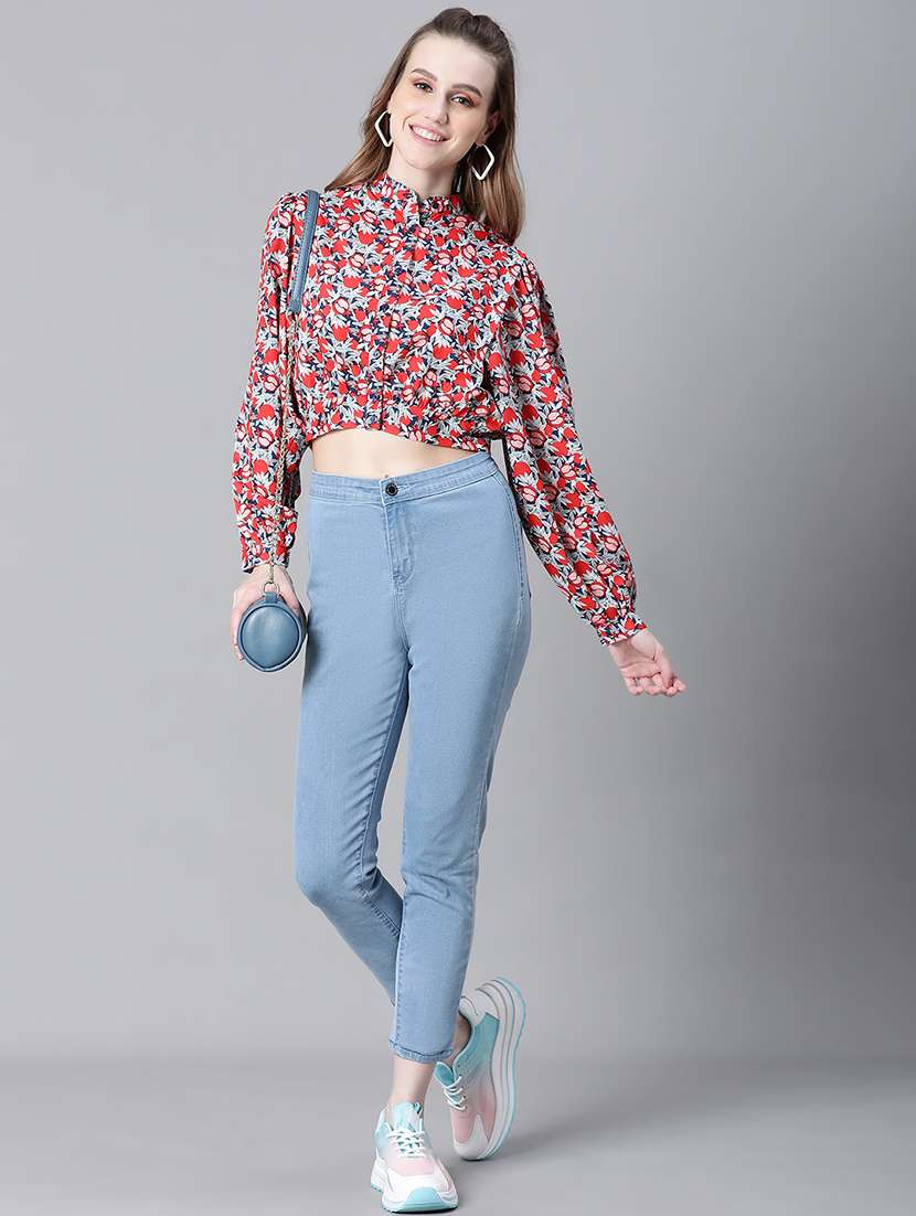 women printed bishop sleeves shirt - 20623328 -  Standard Image - 3