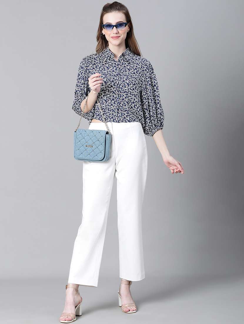 women floral print bishop sleeves shirt - 20623331 -  Standard Image - 3