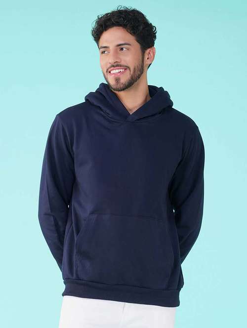 navy blue back print hooded sweatshirt - 20623649 -  Standard Image - 0